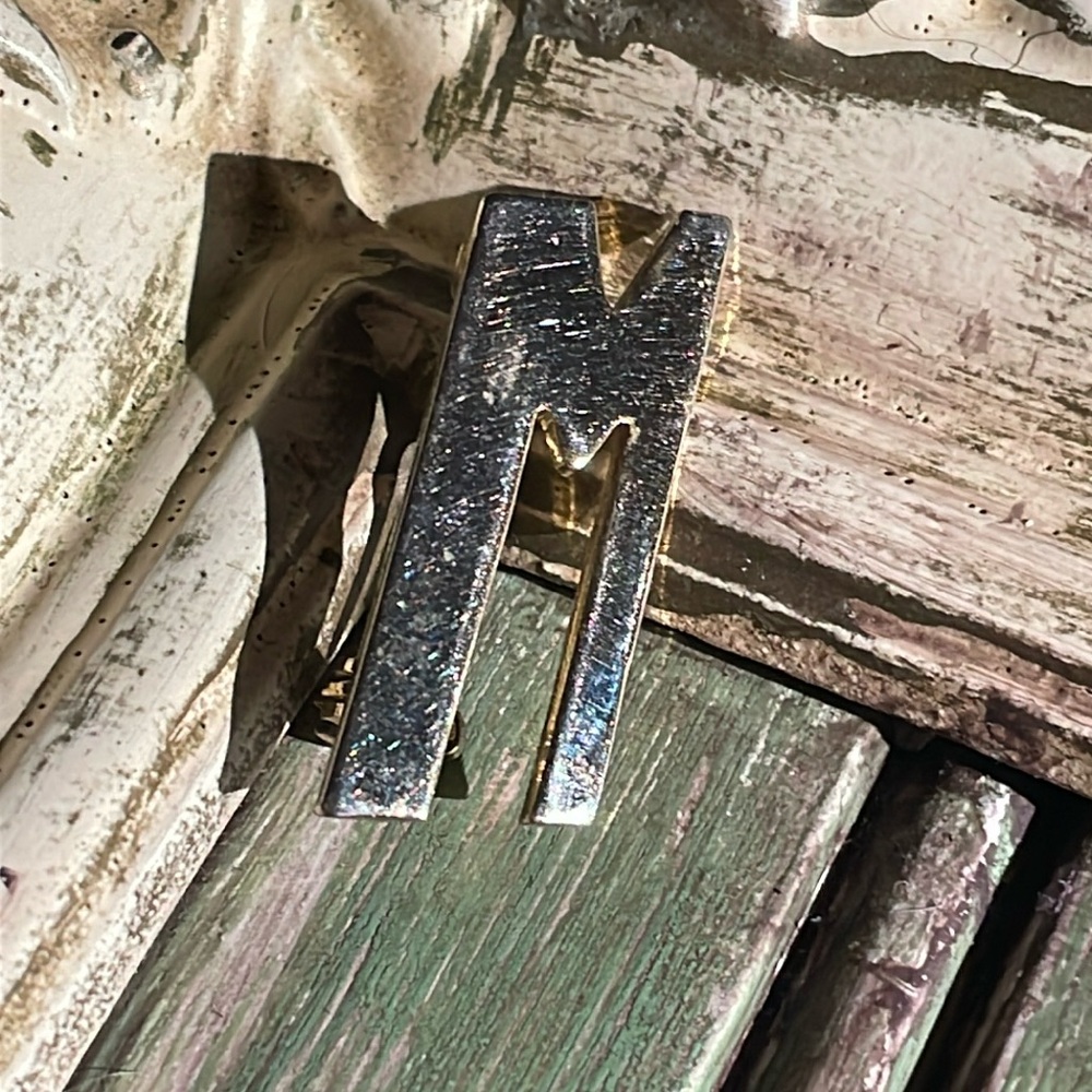 Silver tone M pin